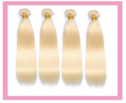 Brazilian Virgin Hair 4 Bundles 613 Blonde Silky Straight Four Bundle 100 Human Hair Extensions Double Wefts4278981