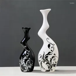 Bottles Exquisite Interesting Chinese Modern Porcelain Black And White Double Decoration Vases