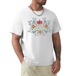 Men's Polos Scandinavian Flowers T-Shirt Plain Sweat Summer Top Workout Shirts For Men