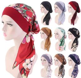 1PC Muslim Turban Hair Loss Hat Hijab Cancer Head Scarf Chemo Pirate Cap Headwear Bandana Printed Adjustable Elastic Hats2465788