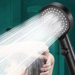 Purifiers 5 Modes Black Shower Head Rainfall High Pressure Water Saving Showerhead with Stop Button Filter Eco Shower Bathroom Accessories