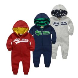 One-Pieces Spring Autumn Baby Rompers Hooded Baby Boys Girls Clothing Newborn Cotton Colour Overalls and semioveralls Jumpsuit For Toddler