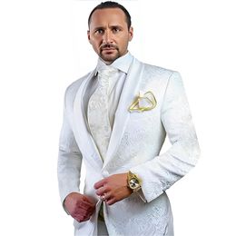 Formal Suit for Men Floral Jacket Pants 2 Piece Set Party Wedding Groom Tuxedo Elegant Men's Suit Handsome Blazer