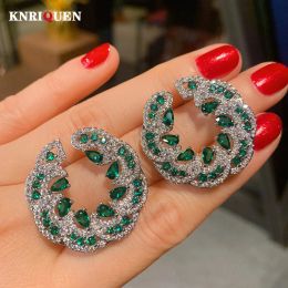 Earrings 2022 New Vintage Emerald Ruby High Carbon Diamond Cocktail Party Stud Earrings for Women Fine Jewellery Birthday Gift Accessories
