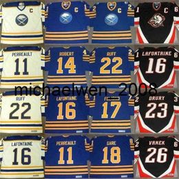 Kob Weng GILBERT PERREAULT RENE ROBER PAT LAFONTAINE MIKE FOLIGNO DANNY GARE LINDY RUFF CHRIS DRURY THOMAS VANEK Hockey Jerseys