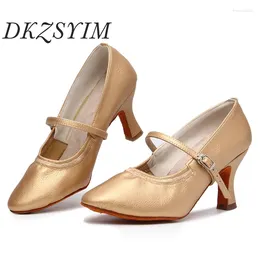 Dance Shoes DKZSYIM Women Latin Leather Ballroom Modern For Girls Ladies Indoor Suede Soles Party Heels5