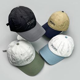 Ball Caps Japanese Quick Drying Letter Embroidery Color Block Baseball Hat Men Women Breathable Travel Sunshade Versatile Snapback Cap