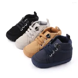 First Walkers Born Baby Boy Shoes Infant Soft Sole Crib Boots Anti-slip Sneakers Solid Leather Step For 1 Year Old 0-18 Months Gifts