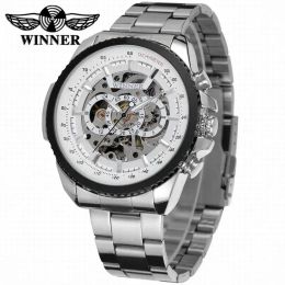 Kits 2016 WINNER Fashion Design Black mechanical Watch Steel Automatic watch men black stainless steel band business Relogio Male