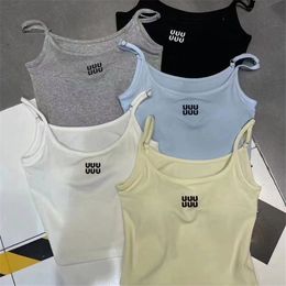 Cropped Women Padded Bra Singlet Tanks Sexy Sleeveless Tank Tops Luxury Summer Push Up Vest Top Letter Embroidered Singlets