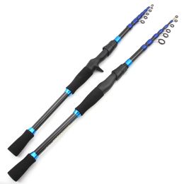 Accessories NEW 1.6m2.7m Telescopic Fishing Rod Carbon Portable Spinning Casting Rod Fast Ultralight Rod Lure Fishing Trout Pole Solid tip