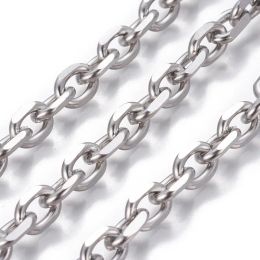 Necklaces 10M 304 Stainless Steel Cable Chains Link Chains Cross O Chain Unwelded For Men Women Rolo Necklace 3 4 6 7mm wide