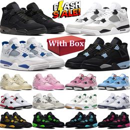 Mit Box 4 4s Basketballschuhe Militär schwarze Katze Männer Frauen blau rot rosa Donner Mitternacht Marine Photon Staub Herren Trainer