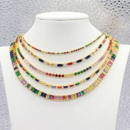 Necklaces Christmas Gift Rainbow CZ Shiny Waterdrop Choker Drop Charm Necklaces Charming Woman Wedding Party Birthday Choker Jewellery