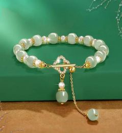 Beaded Strands Luxury Vintage Fade Imitation Hetian Jade Bracelet Elegant Temperament Party Wedding Fashion Jewelry For Women Gift5623895