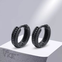 Earrings Vnox Stylish Hoop Earrings for Men Boys, Stainless Steel Huggies Earring, Ethnic Punk Rock Male Ear Gifts Jewellery