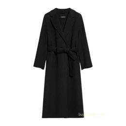 Women's Coat Cashmere Coat Luxury Coat Maxmaras Womens Polo Collar And Kimono Sleeves Long Wool Straight Coat