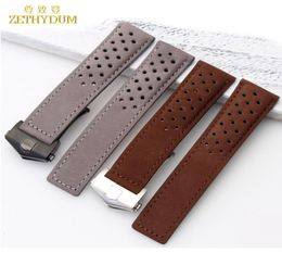 Genuine Leather Bracelet 22mm Watchband watch strap for wrist watches brown Grey breathable Watch band accessories fold buckle1925870