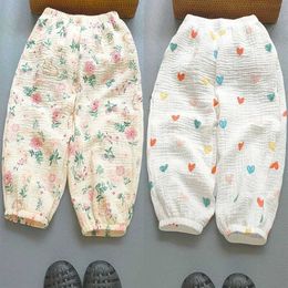 Trousers New Summer Girls Cotton Pants Casual Kids Linen Loose PP Babys Boys Soft Breathable Lantern H240423
