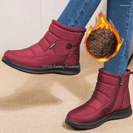 Boots 2024 Waterproof Women Warm Plush Snow For Winter Shoes Casual Cutton Woman Ankle Low Heels Mother