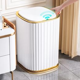 Smart Home Automatic Sensor Trash Can For Kitchen Bathroom Toilet Living Room Dustbin Wastebasket Waterproof Bin 240408