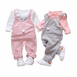 Sets New Fashion Cute Girls Outfits Children Cartoon Clothing Sets Baby Tshirt Overalls 2Pcs/sets Spring Summer Infants Tracksuits