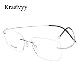 Frame Krasivyy Pure Titanium Rimless Glasses Frame Men Prescription Eyeglasses Germany Women Myopia Optical Frame Screwless Eyewear