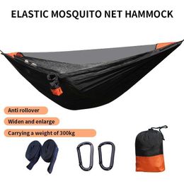 Camp Furniture Hanging hammock with camping mosquito net adult outdoor hammock military high-quality free delivery Y240423