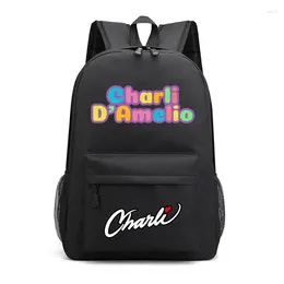 Backpack Hip Hop Charli D'amelio Notebook Backpacks Pupil School Bags Print Oxford Waterproof Boys/Girls Laptop