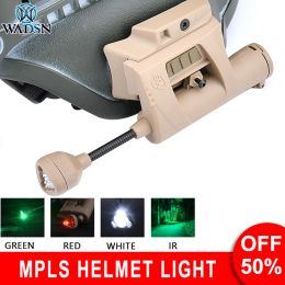 Scopes Wadsn Tactical Helmet Light Charge Mpls 4 Modes Green Red IR Fast Helmet Lamp Outdoor Energy Hunting Military Helmet Flashlight