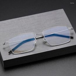 Sunglasses Frames Pure Titanium Handmade Rectangle Glasses Frame Men Women Brand Design Screwless Eyeglasses Ultralight Ultrathin Optical