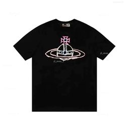 Mens T-shirts Duyou Spray Orb T-shirt West Wood Brand Clothing Men Women Summer T Shirt with Letters Cotton Jersey High Quality Tops