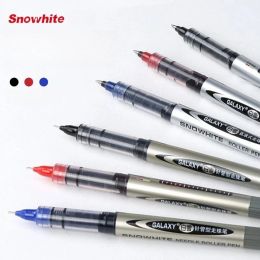 Pens 12PCS SNOWHITE Straight Liquid Type Ball Pen PVR155/166 Rollerball Pen Office Gel Pen Black Red Blue Stationery Supplies