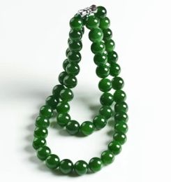 Necklaces Genuine Natural Green Jade Beaded Necklace Women Fashion Charms Jewellery Real Chinese Jades Stone Accessories Fine Jewellery