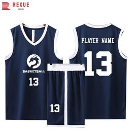 Fans Tops Tees New Style Basketball Uniform Set for Kids Men Custom Quick-dry Wicking School University Match Training Basketball Jertsey Suit Y240423