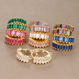 Clips Vintage Stainless Steel Circle Hoop Earrings For Women Colourful Cz Crystal Huggie Ear Buckle Wedding Jewellery Gift aretes mujer