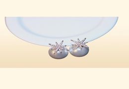 Bling Bling ins fashion designer double sided lovely cute star crystals diamonds pearl stud earrings for woman girls1810490