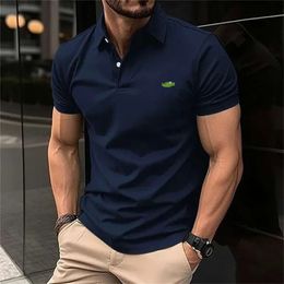 Mens t-shirt classic short sleeved polo shirt summer casual T-shirt button up collar super large S-4XL 240418