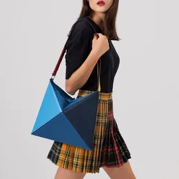 Shoulder Bags Folding Triangle Colour Matching Handbags For Female Large Capacity Cone Bag Woman Vintage Daily Handbag Ladies