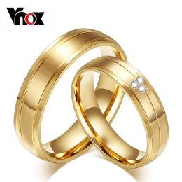 Bands Vnox 2pcs/lots Couple Ring 316l Stainless Steel Engagement Wedding Jewellery Goldcolor for Love