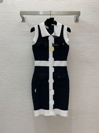 405 XL 2024 Milan Runway Dress SPring Summer Short Sleeve Crew Neck Skirt Womens Dress Fashion High Quality D24042049