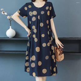 Casual Dresses Bohemian Summer Woman Dress With Big Pockets Vintage Short Sleeve Floral Print Sundress Female Loose Harajuku