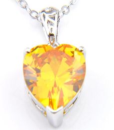 10pcs luckyshine christmas gift heartshaped yellow crystal cubic zirconia gemstone 925 silver pendants necklaces lady party pendan9805483