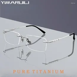 Sunglasses Frames YIMARUILI Business Ultra-light Luxury Pure Titanium Eyewear Retro Fashion Optical Prescription Men's Rimless Glasses Frame