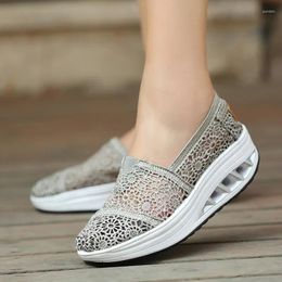 Casual Shoes Women Platform Fashion Sneakers Summer Wedges Sandals Height Increasing Woman Loafers Ladies Slip-on Air Mesh