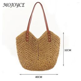 Drawstring Summer Women Straw Handbags Hands Woven Shoulder Bag Female Vacation Tote Purse For Travel Shopping