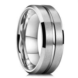 Bands Fashion 8mm Silver Color Titanium Steel Rings For Men Women Matte Brushed Men Stainless Steel Rings Wedding Band Jewelry Gifts