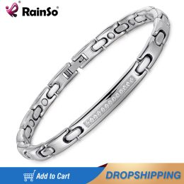 Bracelets Rainso Stainless Steel Bracelets For Women Adjustable Jewellery 4 Elements Sports Style Design Zircon Bracelet Girls Jewellery