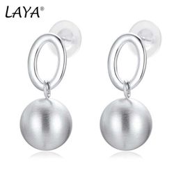 Charm Modern Jewellery 925 Silver Needle High Quality Brass Silver Colour Round Ball Oval Ring Drop Earrings For Women Girl Party Gift Y240423
