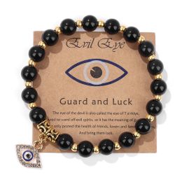 Strands Lucky Turkish Evil Eye Pendant Beads Bracelet Handmade Natural Stone Charm Elastic Bangles Men Women Fashion Yoga Energy Jewellery